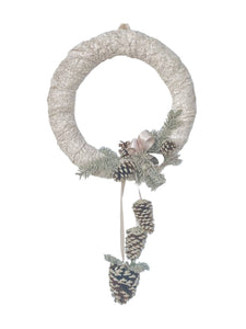 Fur and Pinecone 18" Wreath - Oatmeal