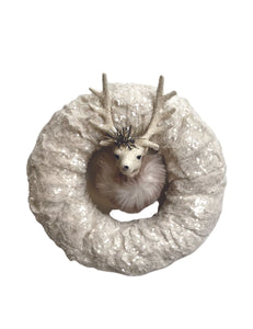 Fur 8" Wreath -  Cream Stag, Bisque Fur