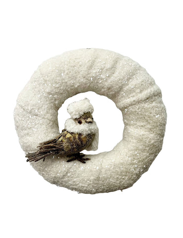 Wreath with Sparrow - Cream Fur