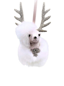 Stag with Fur Hat Ornament - Dove, Snow Fur