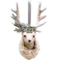 Stag with Pine Needle Accent Ornament  - Fawn, Latte Fur