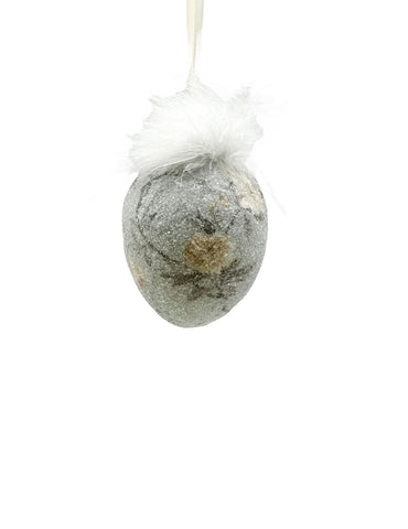 Decoupage Egg Ornament - Medium, Blue Blossom