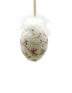 Decoupage Egg Ornament - Medium, Cream Blossom
