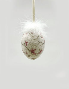 Decoupage Egg Ornament - Small, Cream Blossom