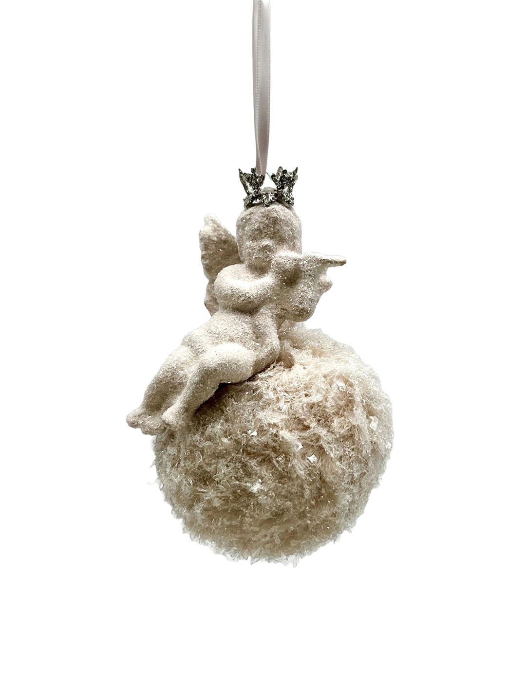 Angel on a Pouf Ornament - Blush Fur