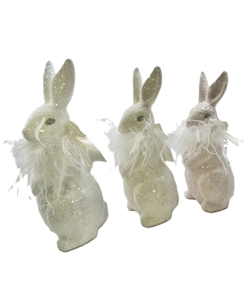 Jackson Rabbit with Ostrich Boa - White – Sherri's Designs