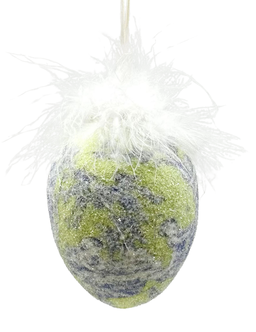 Decoupage Egg Ornament - Medium, Lime Toile