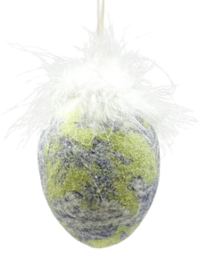 Decoupage Egg Ornament - Medium, Lime Toile