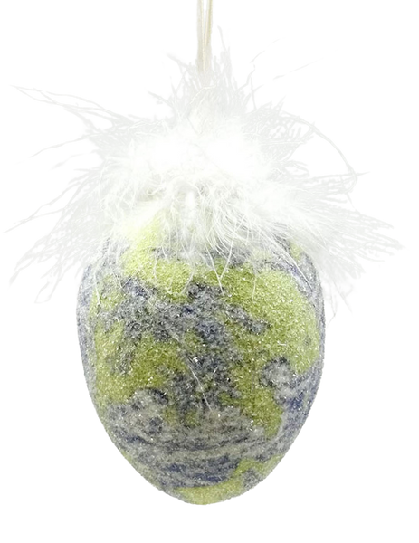 Decoupage Egg Ornament - Medium, Lime Toile