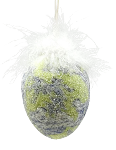 Decoupage Egg Ornament - Medium, Lime Toile