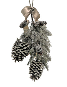 Pinecone Swag - Silver,Taupe Ribbon