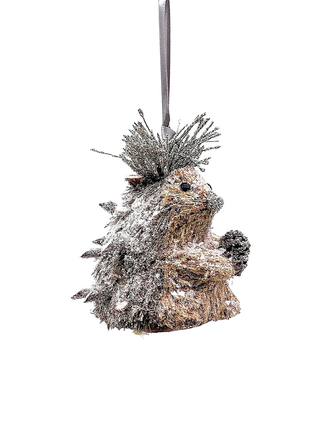 Hedgehog Ornament with Pine Needles - Natural