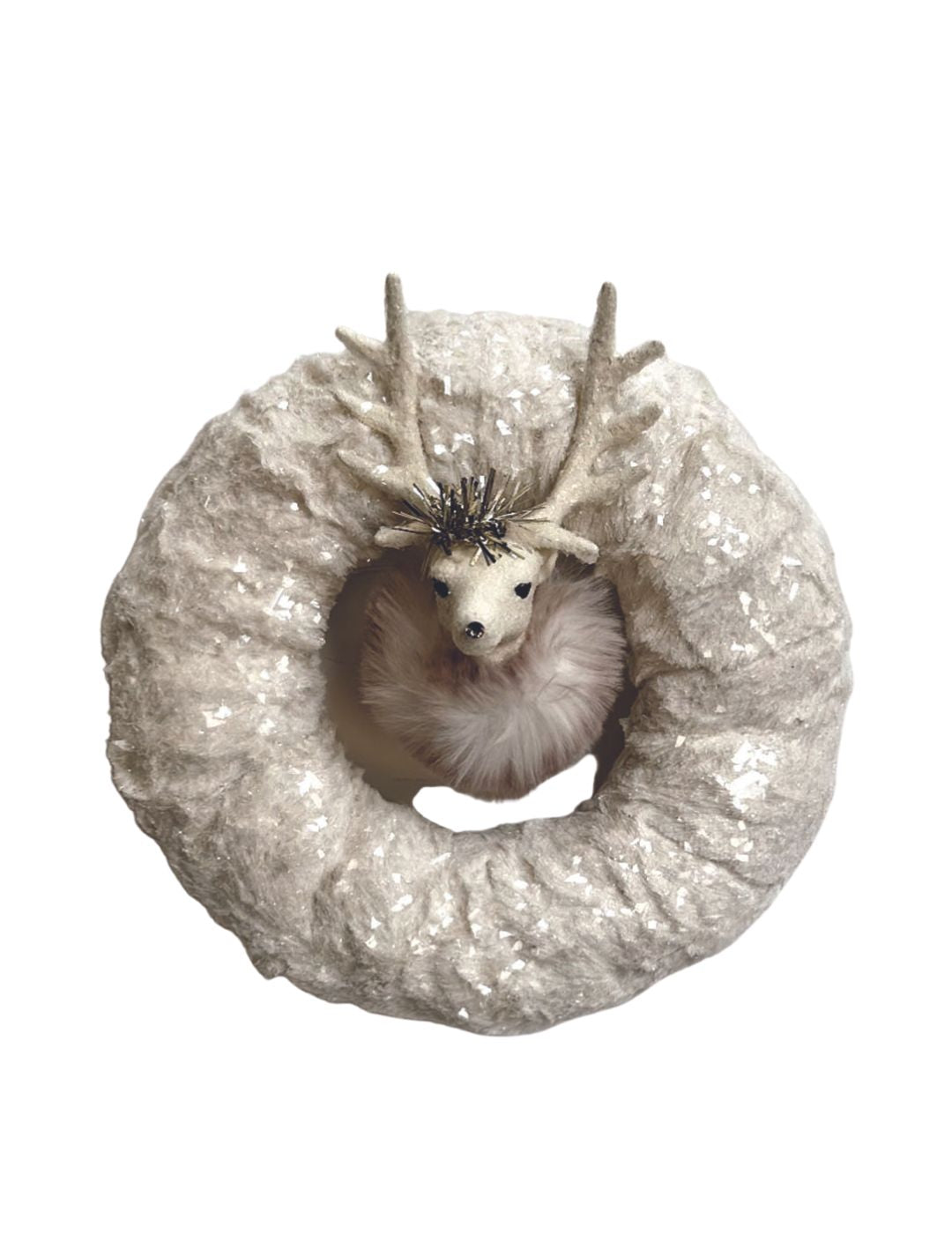 Fur 12" Wreath -  Cream Stag, Bisque Fur