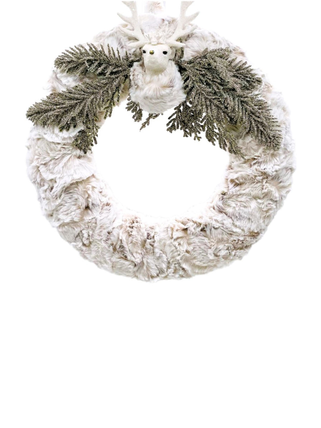 Fur 12" Wreath with Stag -  Spotted Fur