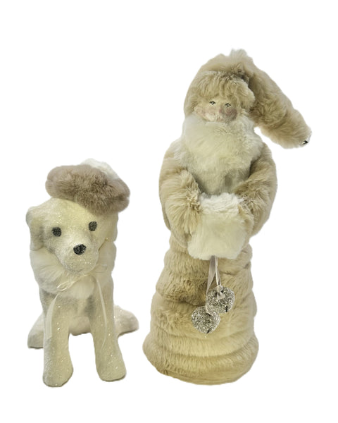 Spike Dog with Beret - Cream, Taupe Fur