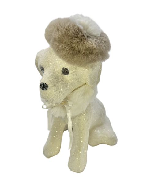 Spike Dog with Beret - Cream, Taupe Fur