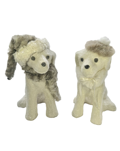 Spike Dog with Hat - Dove, Mink Fur