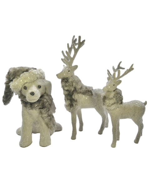 Spike Dog with Hat - Dove, Mink Fur