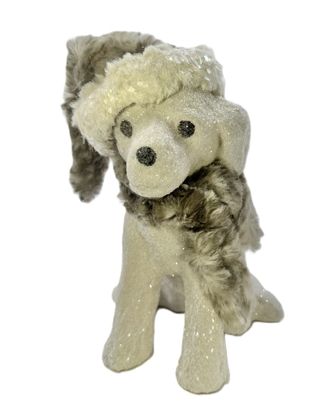 Spike Dog with Hat - Dove, Mink Fur