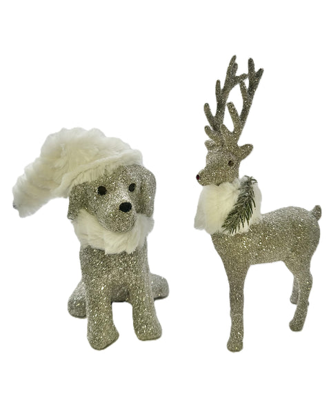 Spike Dog with Hat & Scarf - Silver, Charleston Fur