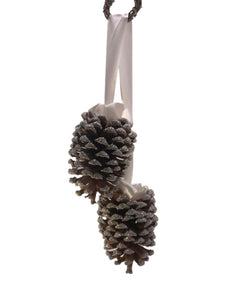 Hanging Double Pinecones - Silver