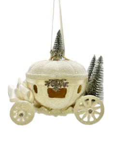 Carriage with Trees Ornament - Cream