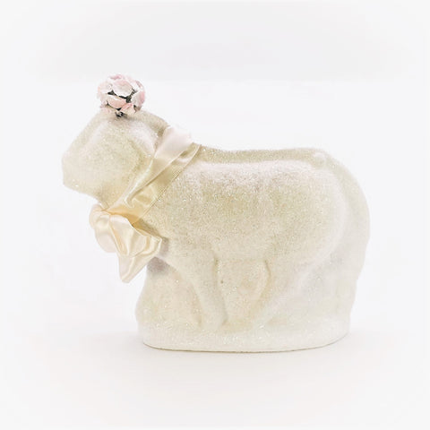 Lamb Mold with Flowers - White
