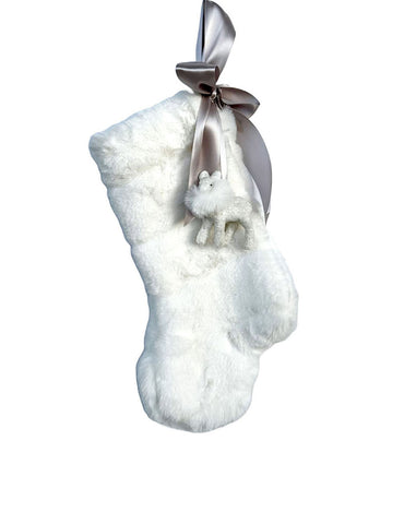Stocking with Fawn 12" - Small, Channeled Ivory Fur