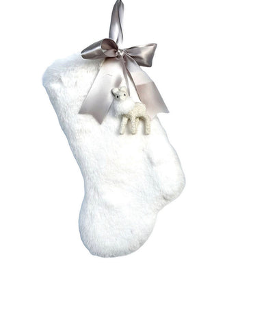 Stocking with Fawn 12" - Small, White Fur