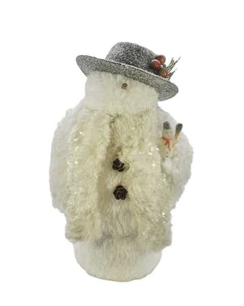 Frosty Snowman with White Hat - Small, White Sherpa Fur