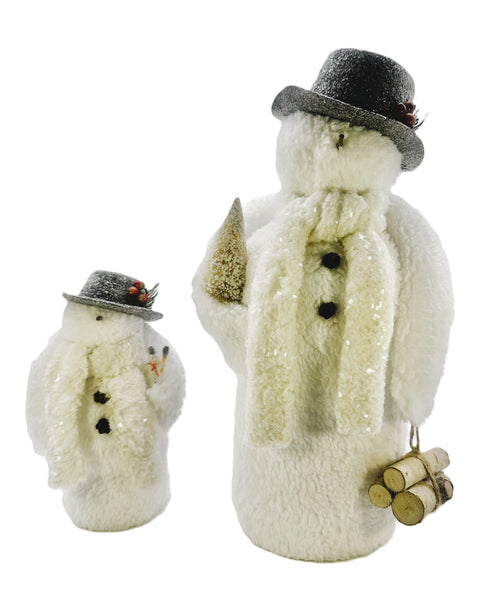 Frosty Snowman with White Hat - Large, White Sherpa Fur