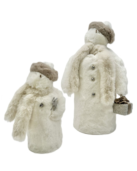 Frosty Snowman with Fawn - Small, Ivory Fur
