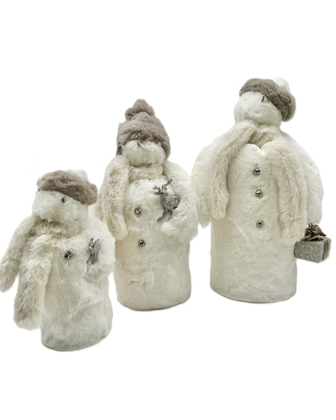 Frosty Snowman with Fawn - Small, Ivory Fur