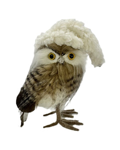Royal Owl with Hat, Mini - Cream, Sherpa Fur