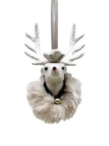 Stag Head Ornament - Dove, Fox Fur