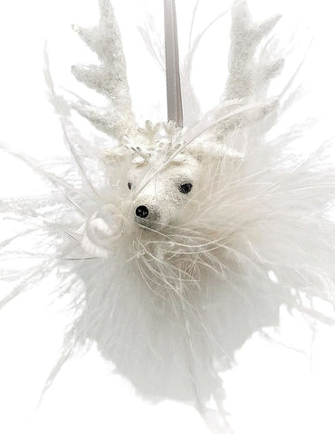 Stag Ornament - Cream, Ostrich Feathers