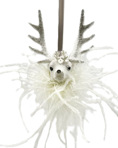Stag with Boa Ornament  - Dove, White Ostrich
