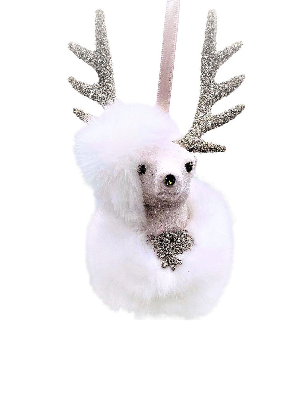 Stag with Crown Ornament 3.5" x 6" - Dove, Snow Fur
