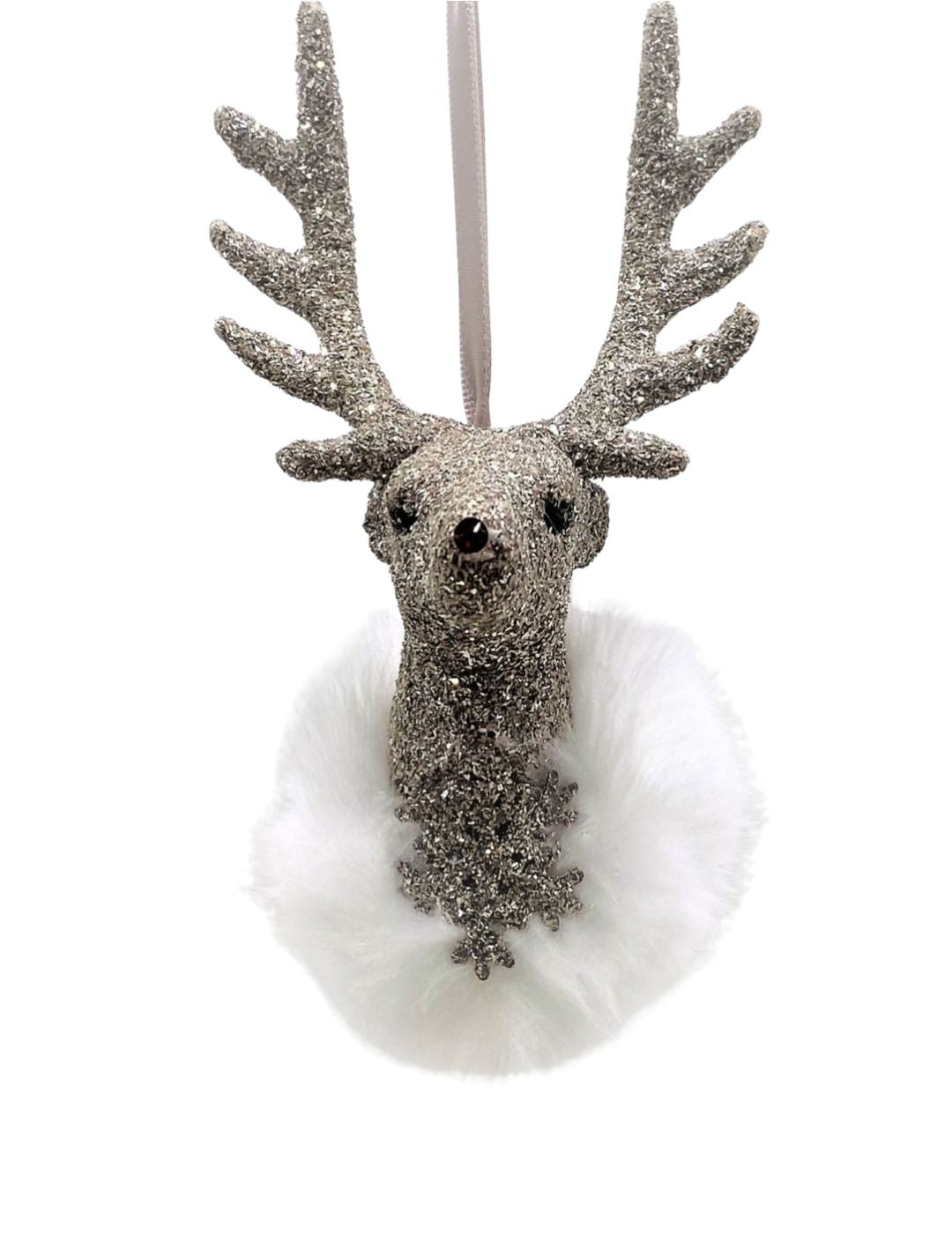 Stag Ornament - Silver, Snow Fur