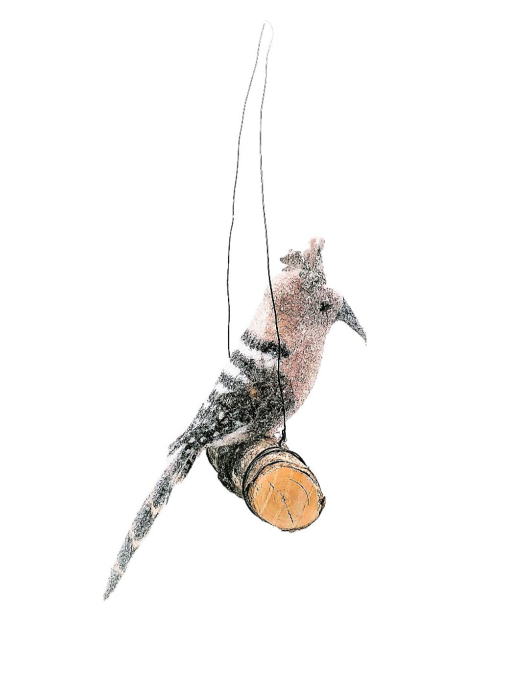 Woodpecker on Log Ornament  - Natural