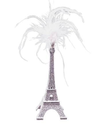 Eiffel Tower Ornament - Small, Dove, Feathers