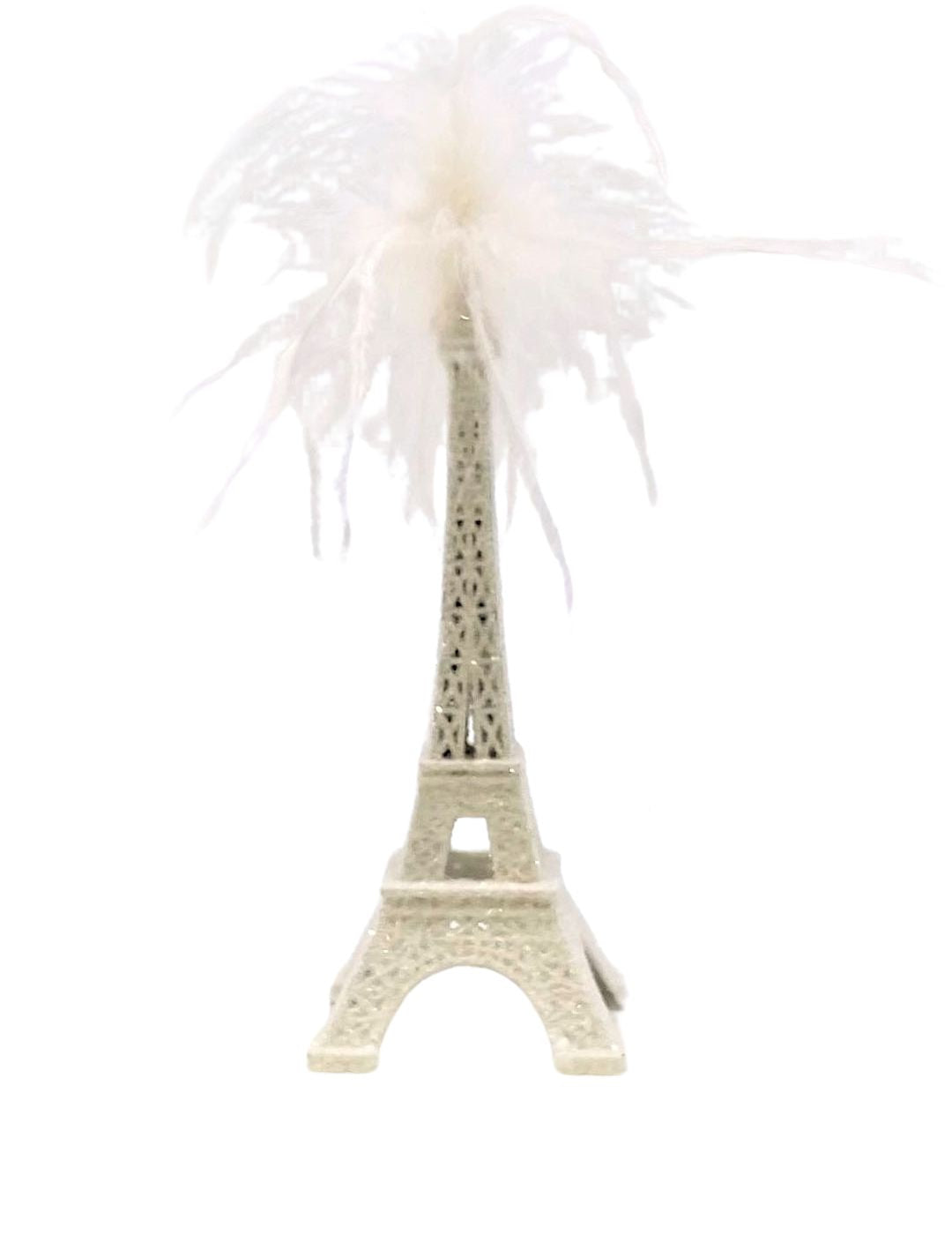 Eiffel Tower - Small, Cream, Ostrich Feathers
