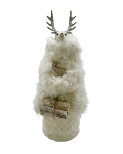Valentino with Deer and Tiny Logs - Gold, Ivory Shaggy Fur