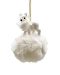 Fawn Pouf Ornament - White, Eggshell Fur