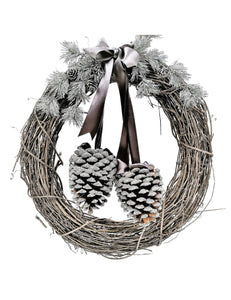 Twig 18" Wreath - Silver