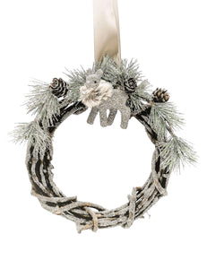 Twig with Fawn Wreath 10" - Silver
