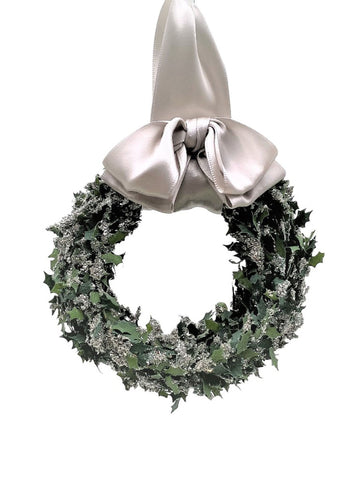 Holly Wreath Ornament -  Silver