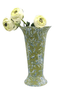 Trumpet Vase - Decoupage Chinoiserie, Green