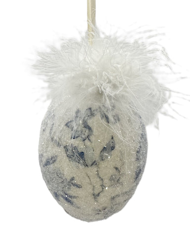 Egg Ornament - Medium, Blue Chinoserie