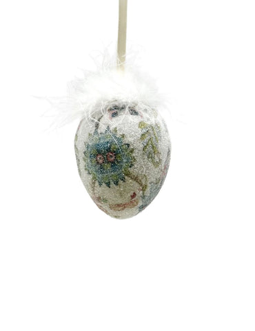 Decoupage Egg Ornament - Medium, Jacobean Floral